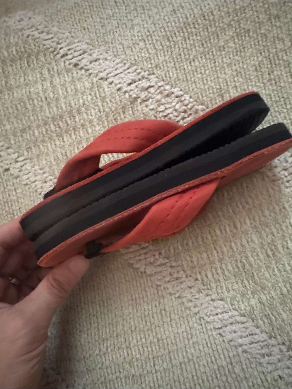 Rainbow Sandals Kids Red Leather Flip Flops Little Kid 11/12 | Beach Summer Sa - Picture 6 of 7